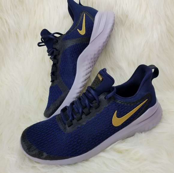 navy blue and gold nike shoes womens